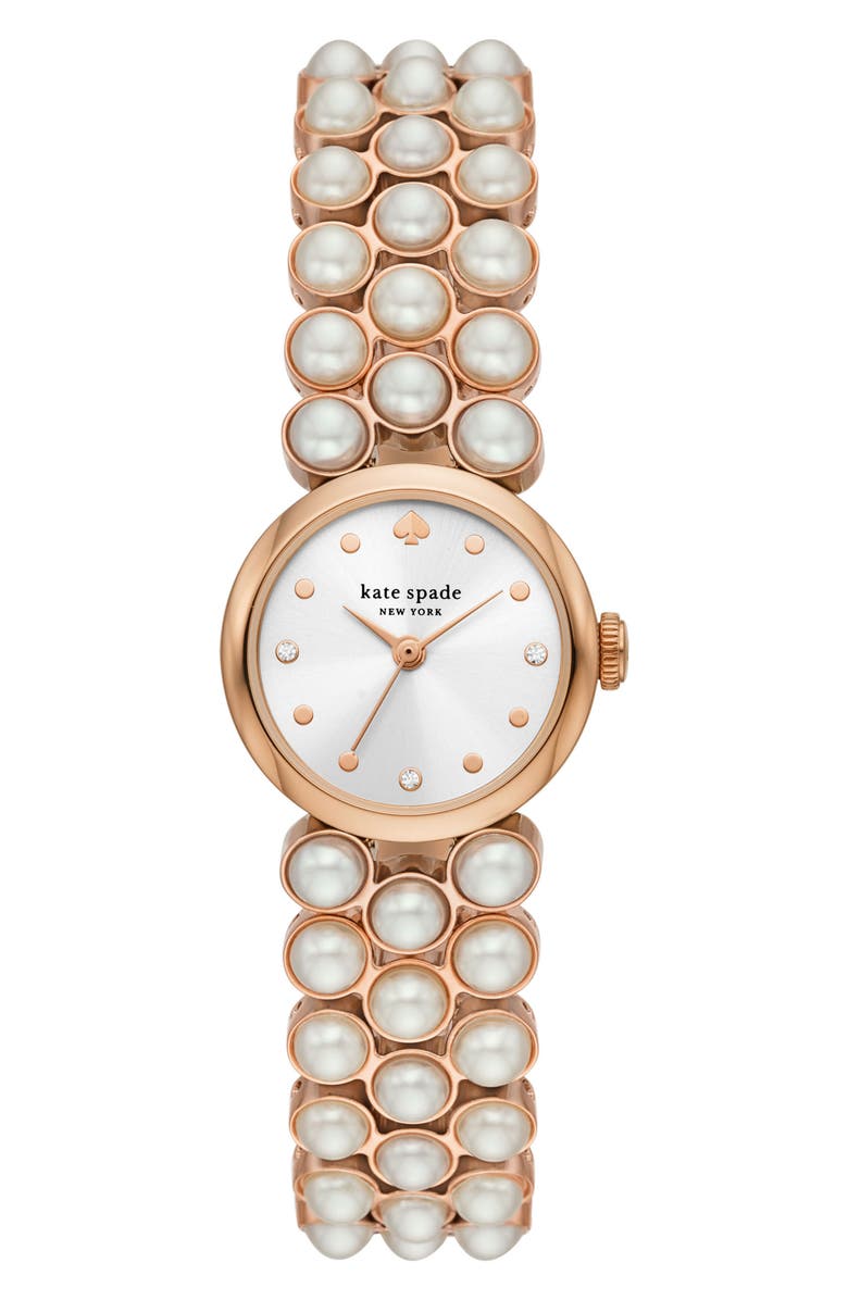 Kate Spade New York monroe imitation pearl bracelet watch, 24mm, Main, color, 