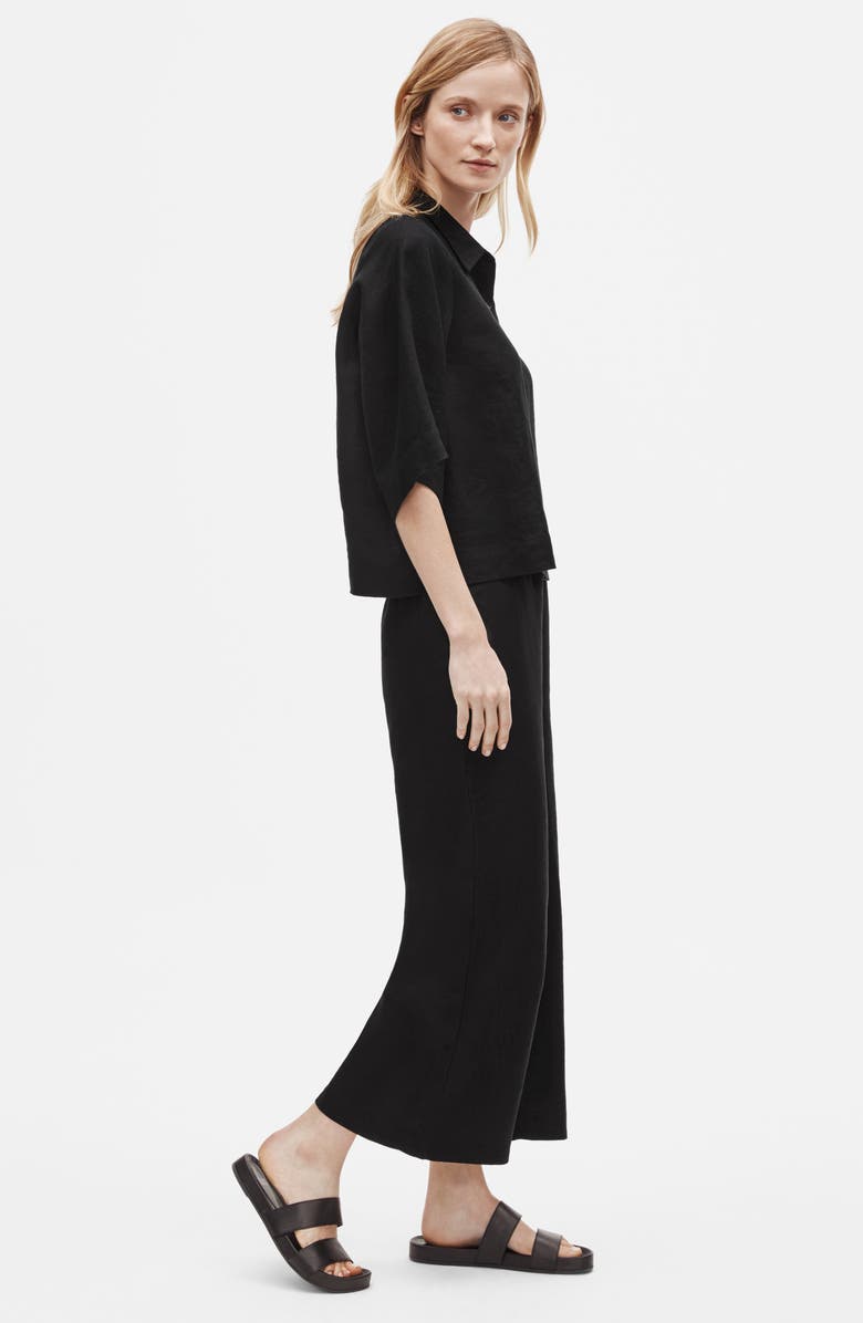 Eileen Fisher Boxy Organic Linen Button-Up Shirt, Alternate, color,