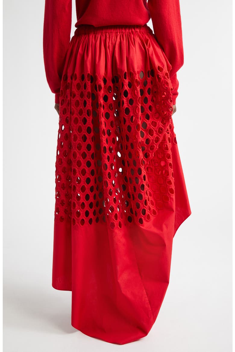 Dame Asymmetric Cotton Eyelet Skirt, Alternate, color, GRENADINE