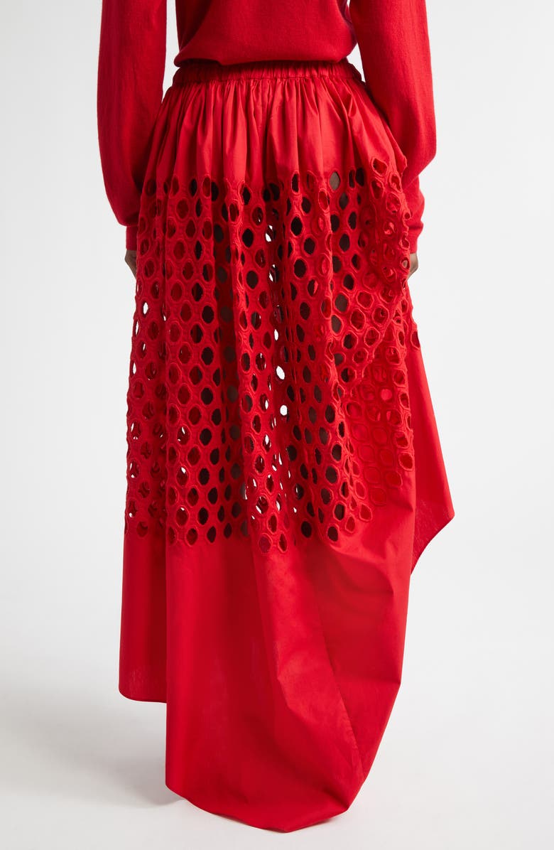 Diotima Dame Asymmetric Cotton Eyelet Skirt, Alternate, color, Grenadine