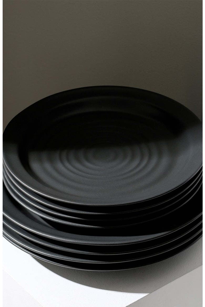 Orbit Stoneware 4-Piece Dinner Plate Set, Alternate, color, Charcoal