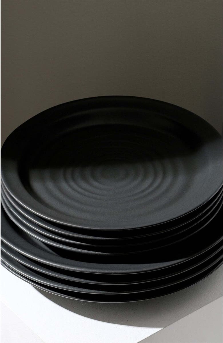Stone Lain Orbit Stoneware 4-Piece Dinner Plate Set, Alternate, color, Charcoal