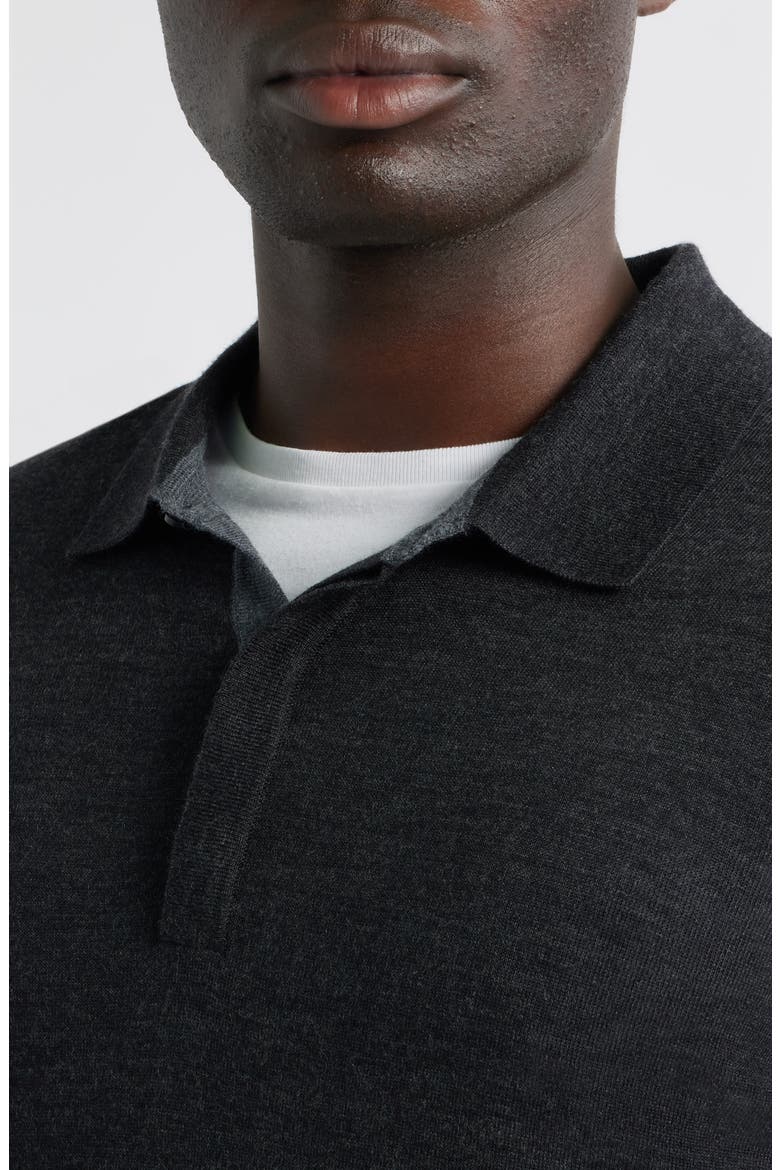 Thomas Merino Wool Long Sleeve Polo, Alternate, color, CHARCOAL