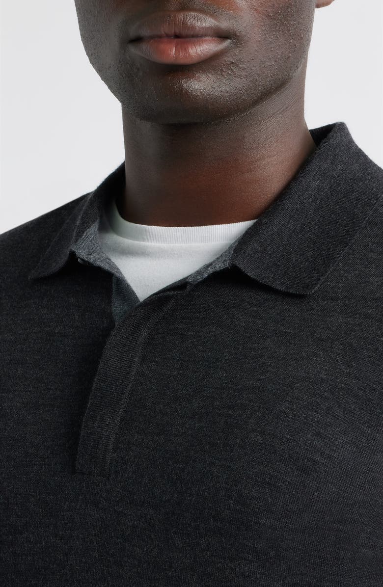 Robert Barakett Thomas Merino Wool Long Sleeve Polo, Alternate, color, Charcoal