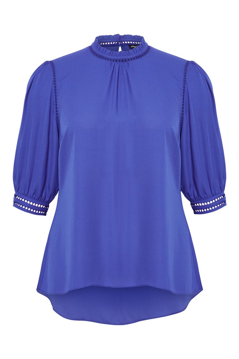 Kiss Me Quick Ruffle Neck Top, Alternate, color, DAZZLING BLUE