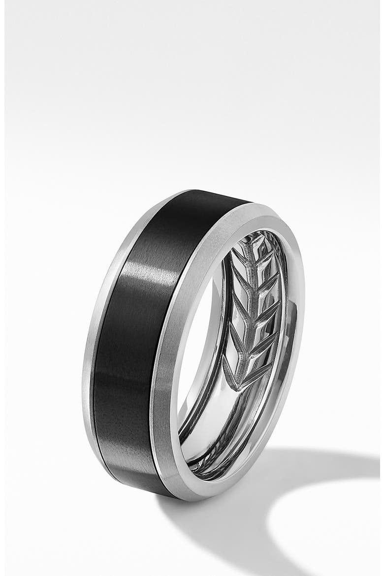 Beveled Titanium Band Ring, Alternate, color, GREY TITANIUM/ BLACK TITANIUM