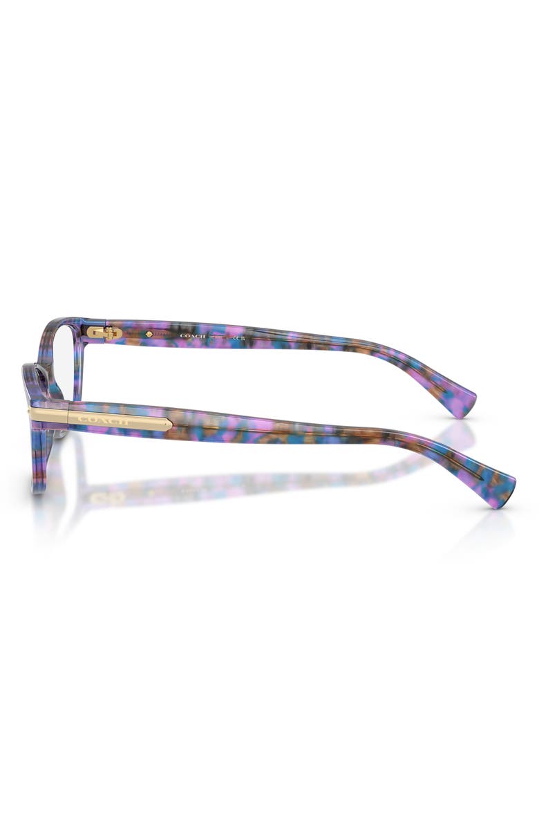 COACH 53mm Rectangular Optical Glasses, Alternate, color, Purple Confetti / Demo Lens