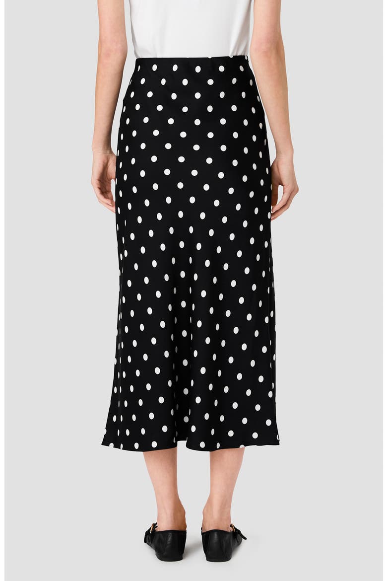 Ennis Polka Dot Satin Midi Skirt, Main, color, BLACK/ WHITE