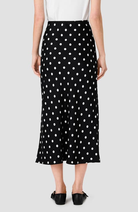 Ennis Polka Dot Satin Midi Skirt