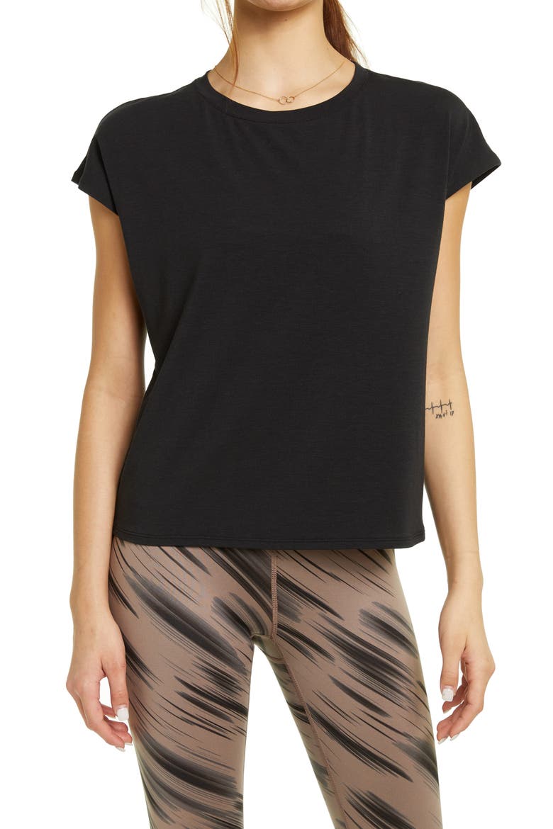 Hana Studio T-Shirt, Main, color, BLACK