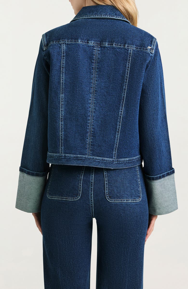 Cinq à Sept Isaline Wide Cuff Crop Denim Jacket, Alternate, color, Oceane/ Ivory