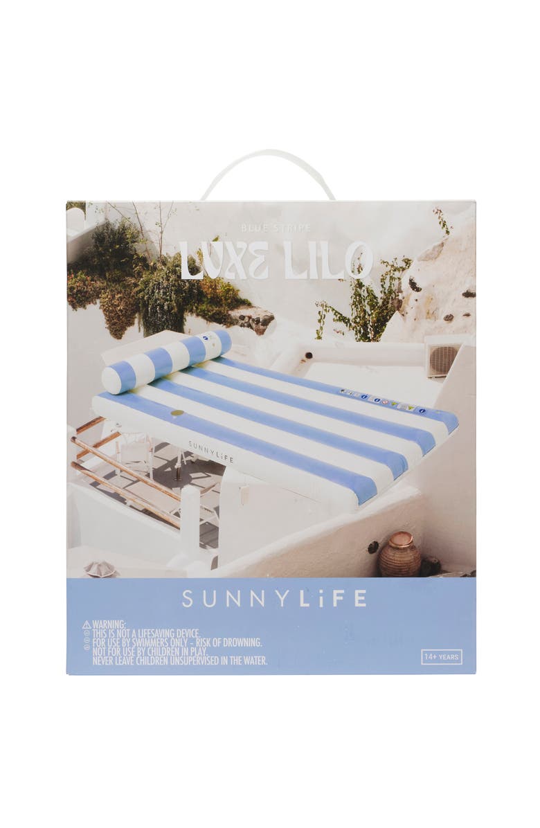 Sunnylife Luxe Lilo Blue Stripe 70" Inflatable Pool Float, Headrest, Alternate, color, 