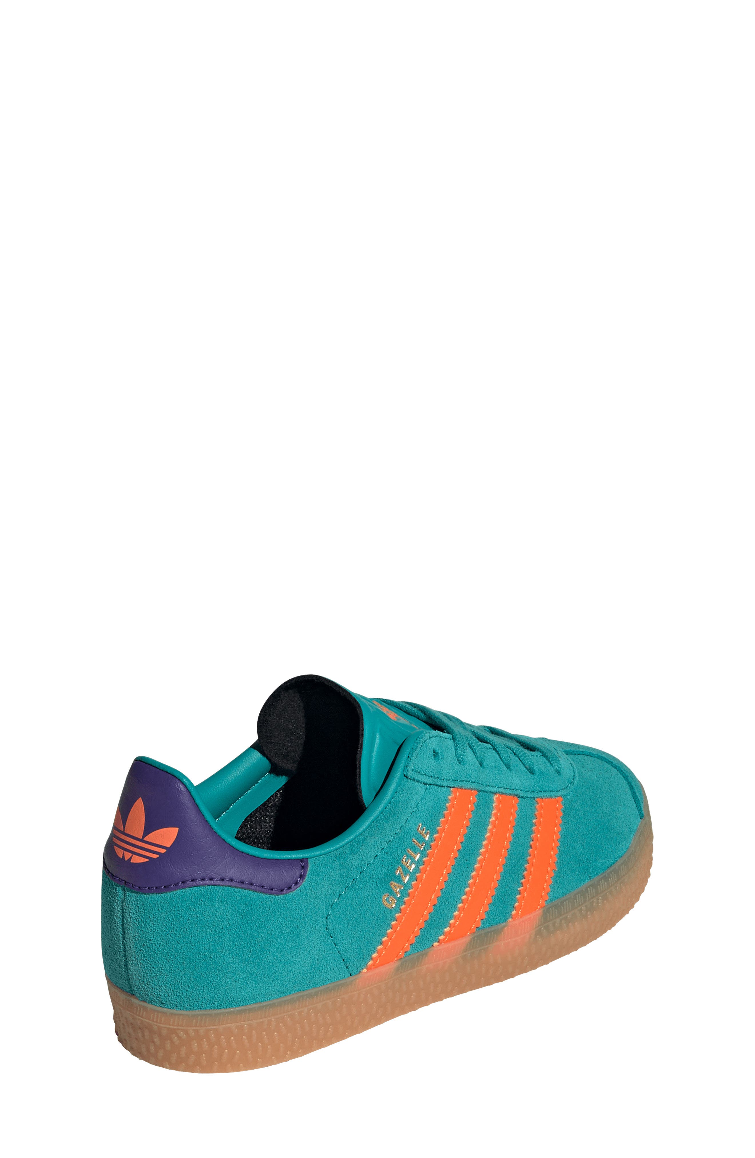 Kids' Gazelle Low Top Sneaker, Alternate, color, TEAL/ IMPACT ORANGE/ PURPLE