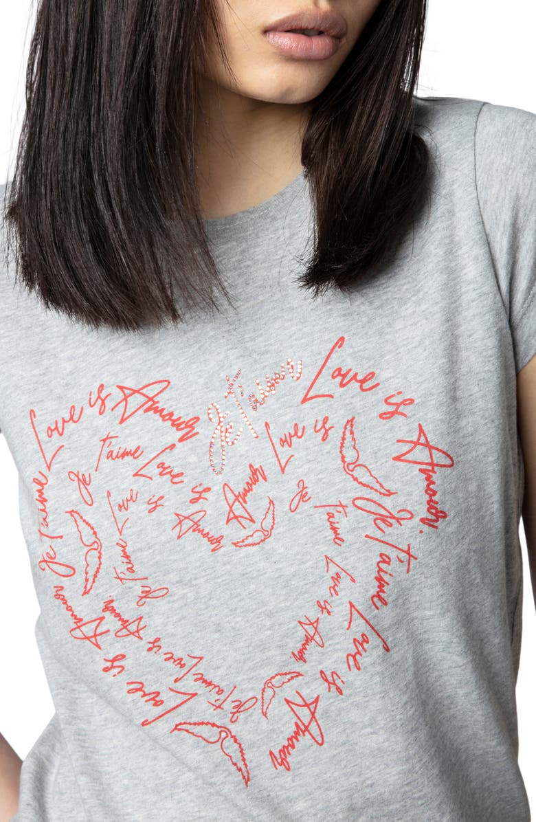 Zadig & Voltaire Saint Valentine Scribbled Heart Graphic Tee, Alternate, color, 