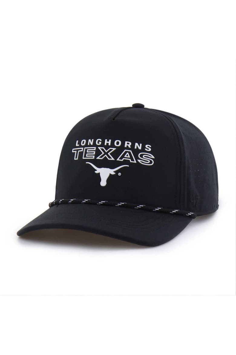 Men's '47  Black Texas Longhorns Forward Vent Hitch Rope Adjustable Hat, Main, color, Black