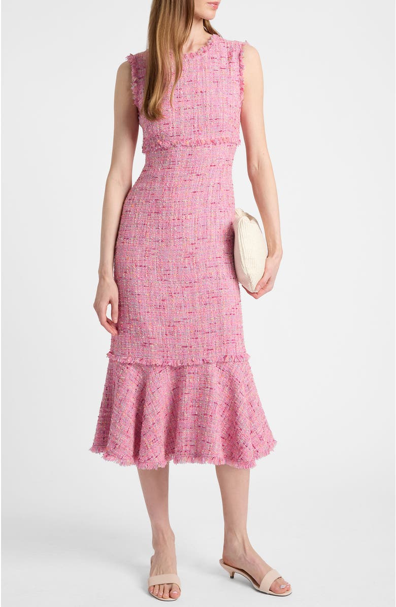 Santorelli Andi Sleeveless Sheath Tweed Dress, Alternate, color, Candy Pink