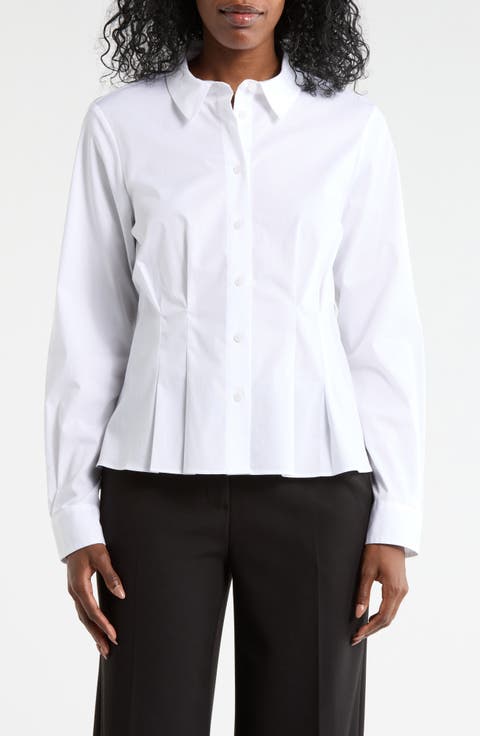 Long Sleeve Cotton Poplin Button-Up Shirt