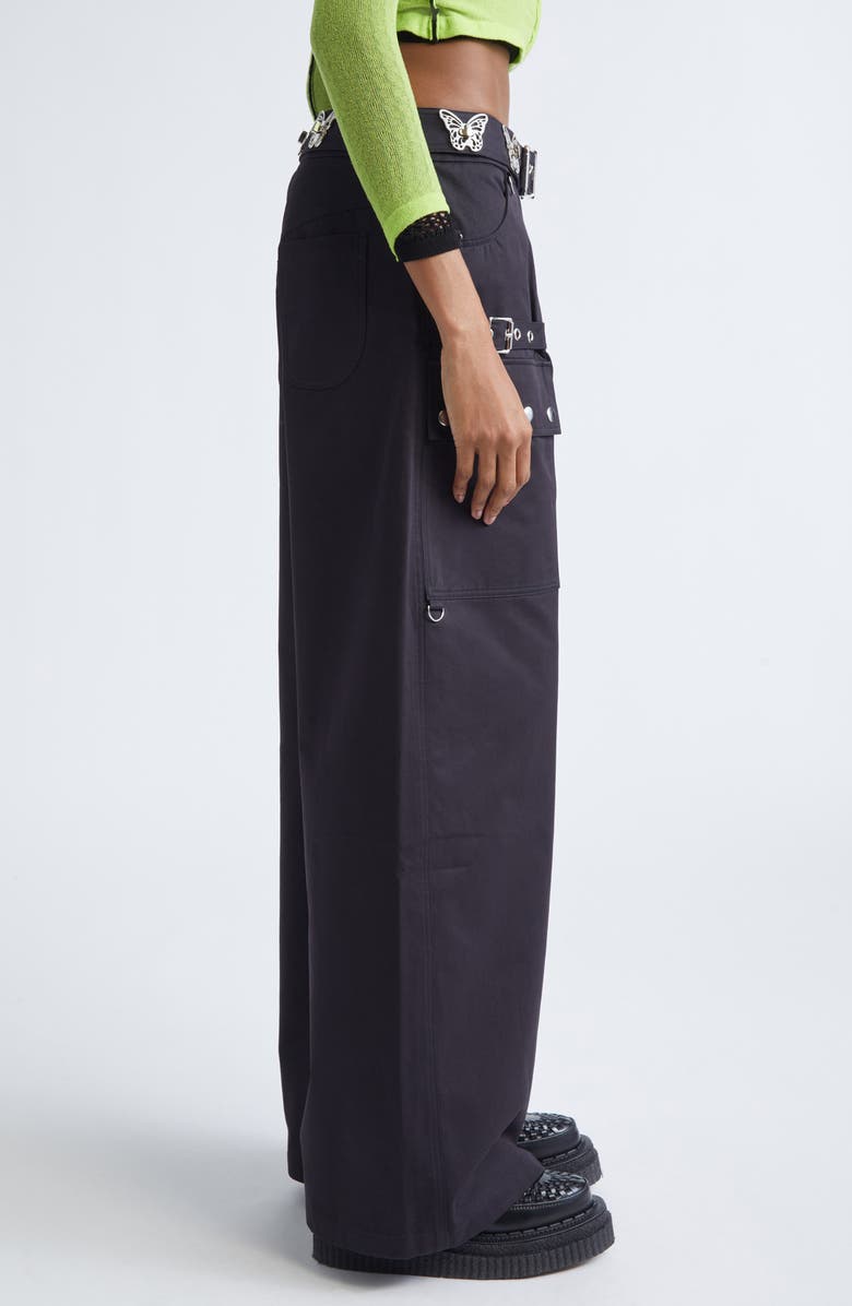 Chopova Lowena Thunderhull Belted Straight Leg Trousers, Alternate, color, Black