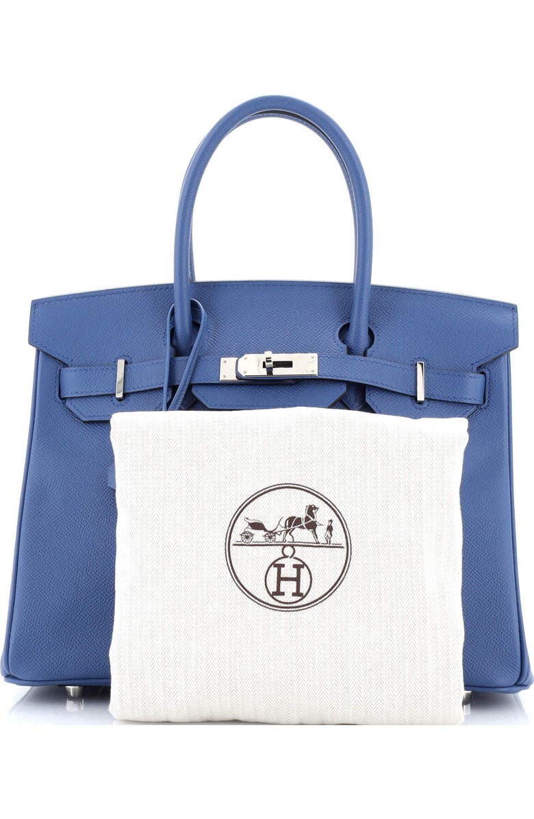 Pre-Owned Hermes Birkin Handbag Blue Epsom with Palladium Hardware 30, Alternate, color, Bleu Brighton