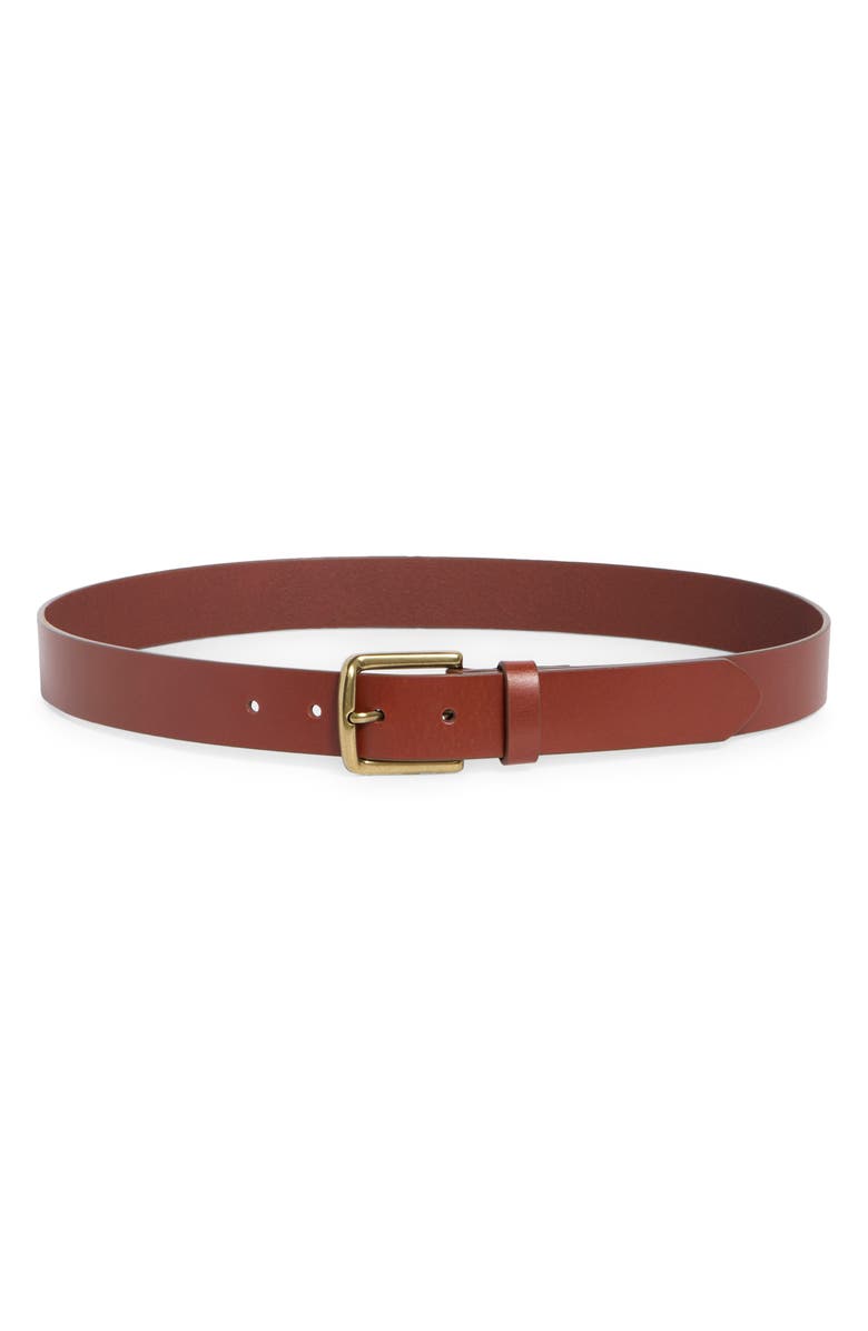 NORDSTROM RACK Leather Belt, Main, color, Brown Shell