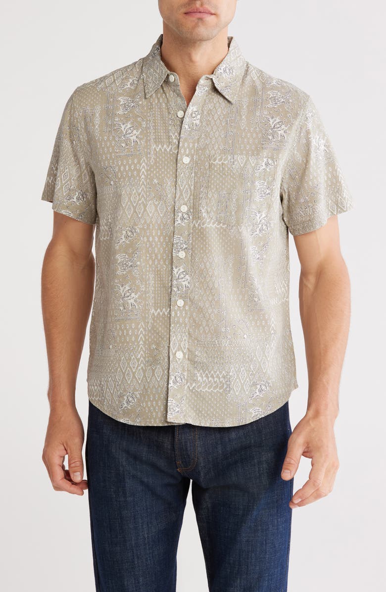 Lucky Brand San Gabriel Short Sleeve Button-Up Shirt, Main, color, Grey Paisley