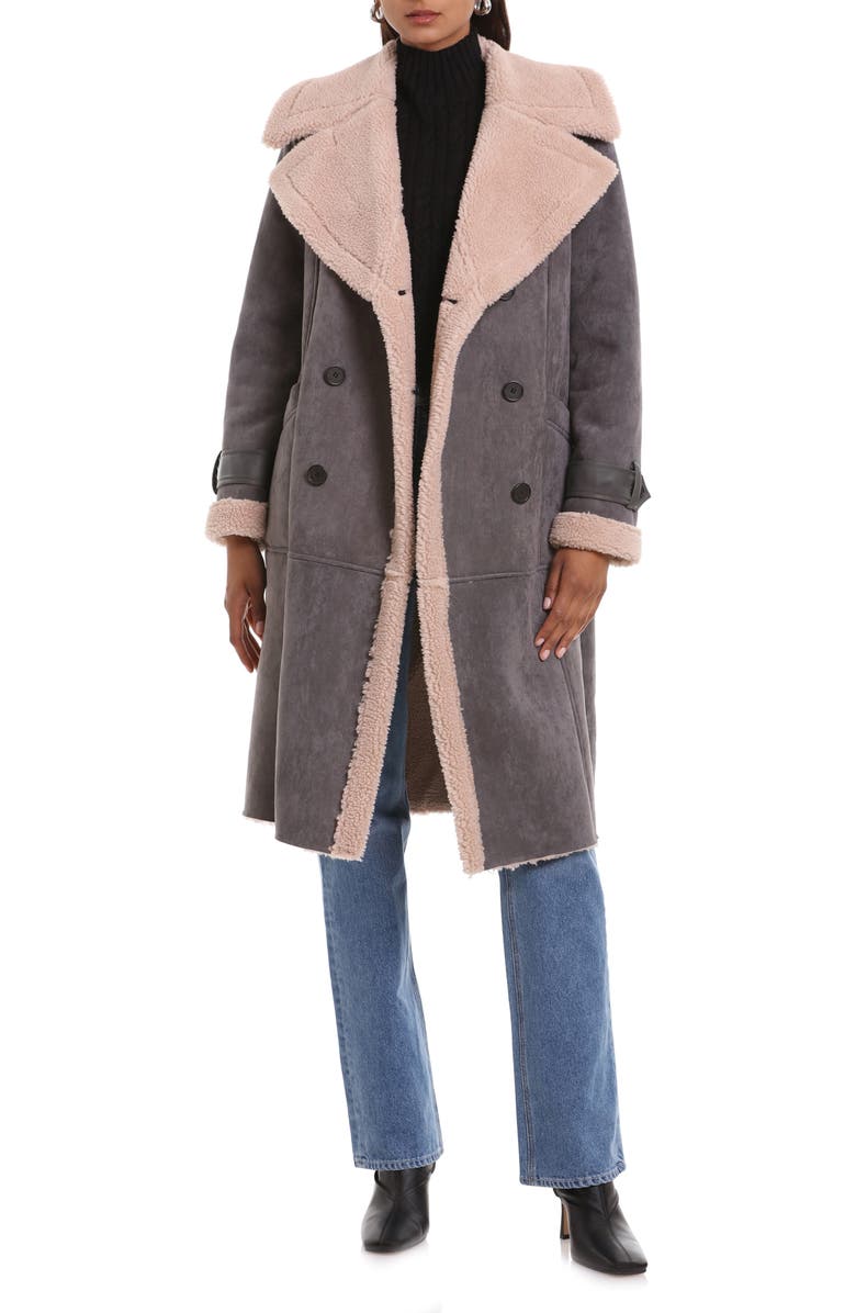 Avec Les Filles Faux Shearling Longline Coat, Alternate, color, 