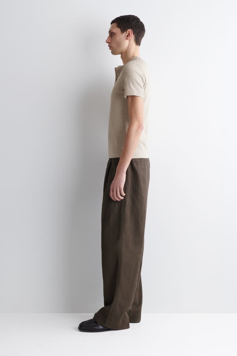 Slim-fit Ribbed Henley T-shirt, Alternate, color, BEIGE MÉLANGE