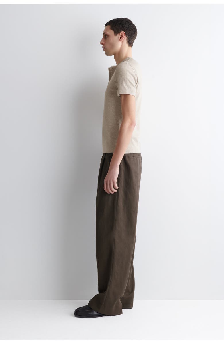 COS Slim-Fit Ribbed Henley T-Shirt, Alternate, color, Beige Mélange