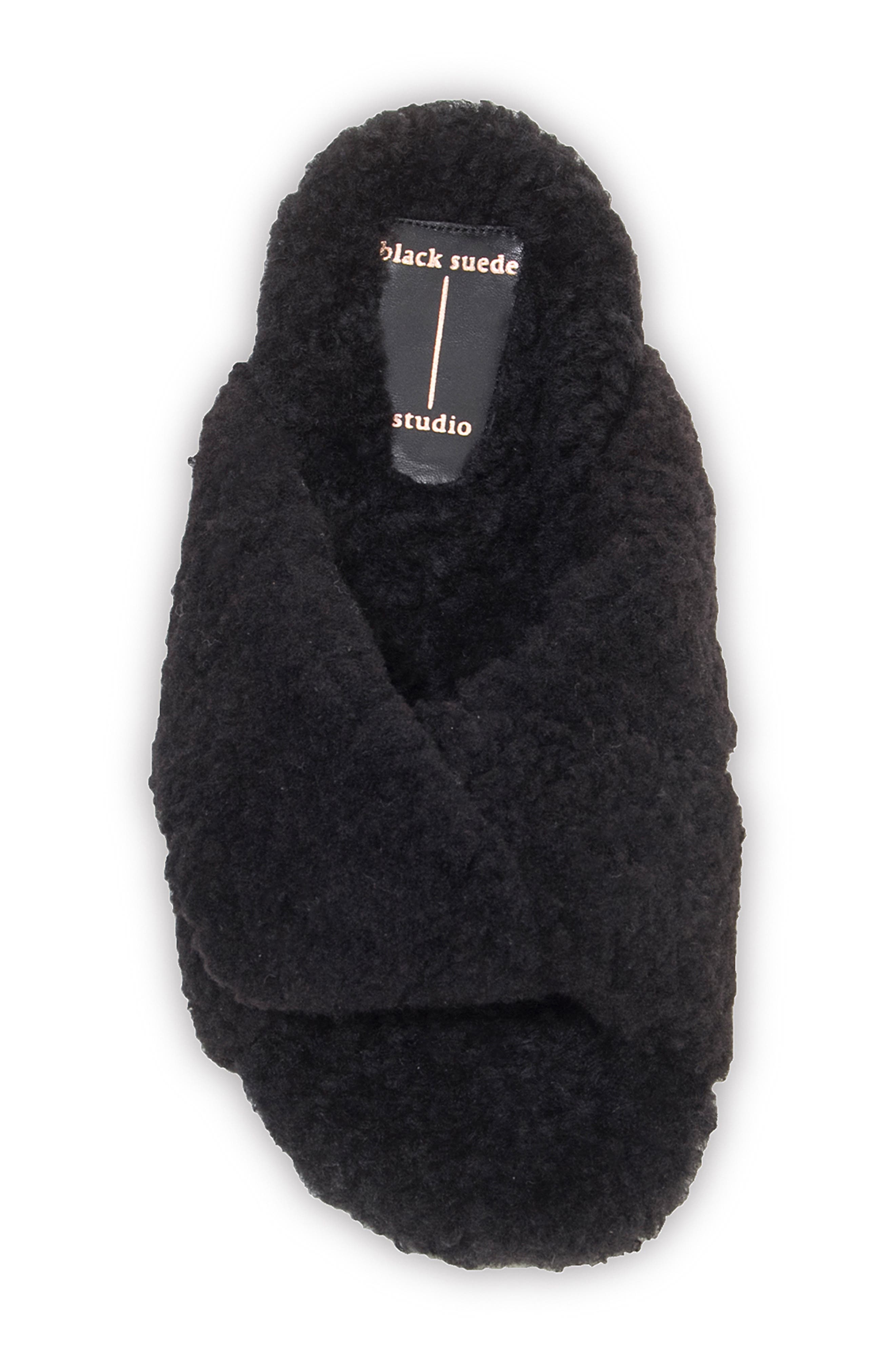 BLACK SUEDE STUDIO Cara Genuine Shearling Slipper, Alternate, color, 