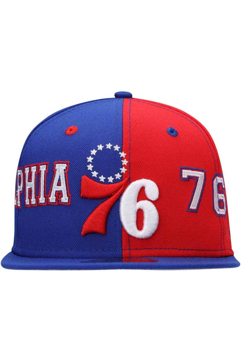 Men's New Era Royal/Red Philadelphia 76ers Team Split 9FIFTY Snapback Hat, Alternate, color, Royal