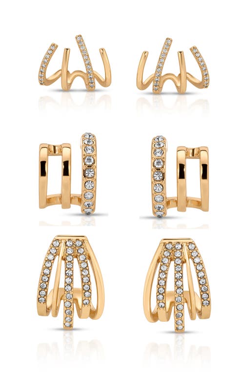 Ettika Set Of 3 Crystal Hoop Earrings
