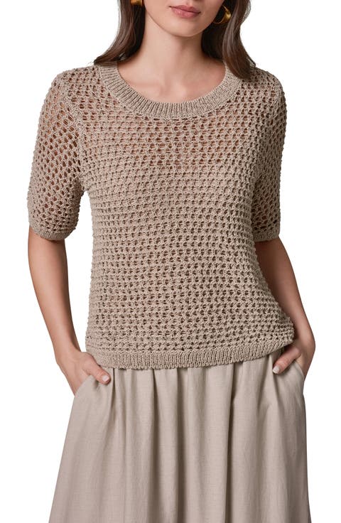 Open Knit Crewneck Sweater