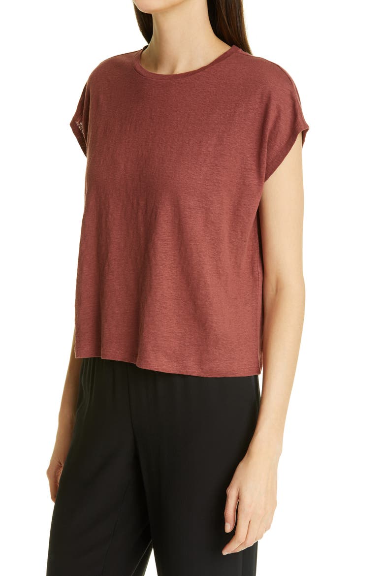 Boxy Crewneck Top, Alternate, color, DEEP TERRA COTTA