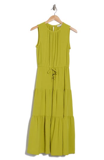 CALVIN KLEIN CALVIN KLEIN SLEEVELESS TIERED A-LINE MIDI DRESS 