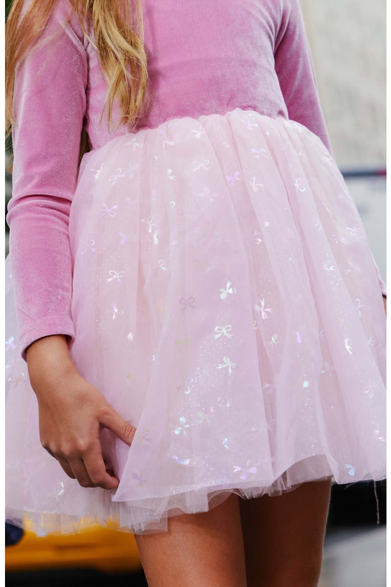Ballerina Bow Velour Dress, Alternate, color, Pink