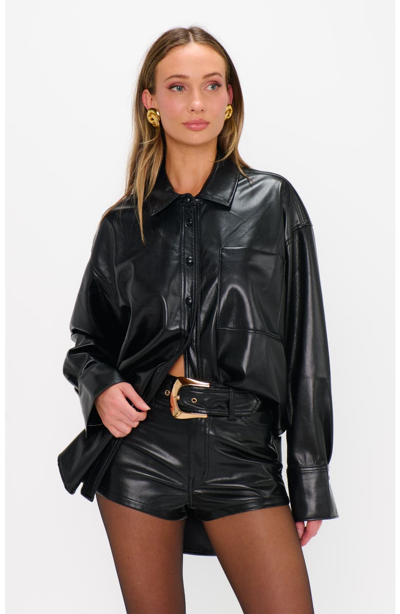Show Me Your Mumu Lincoln Shirt Jacket, Alternate, color, Black Faux Leather