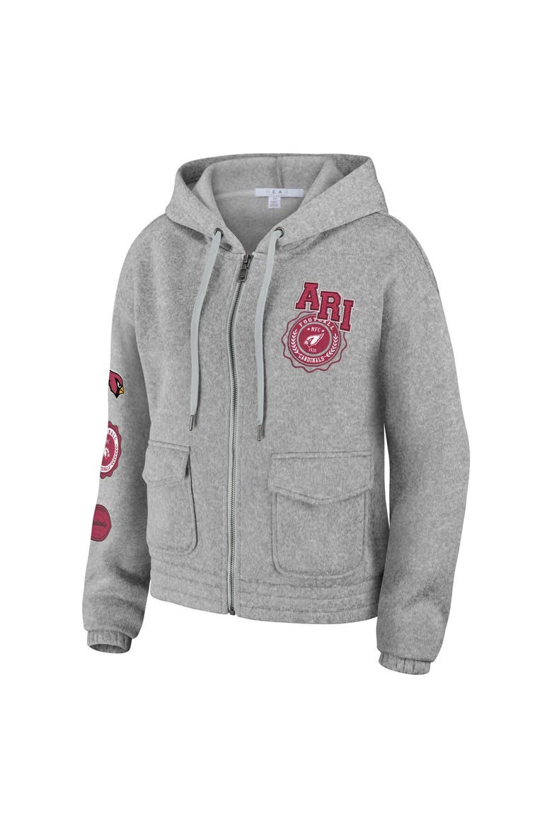 Women's WEAR by Erin Andrews Heather Gray Arizona Cardinals Full-Zip Hoodie, Alternate, color, Heather Gray