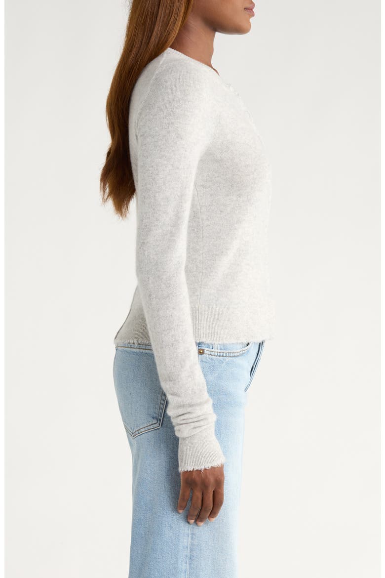 Cashmere Crewneck Cardigan, Alternate, color, LIGHT HEATHER GREY