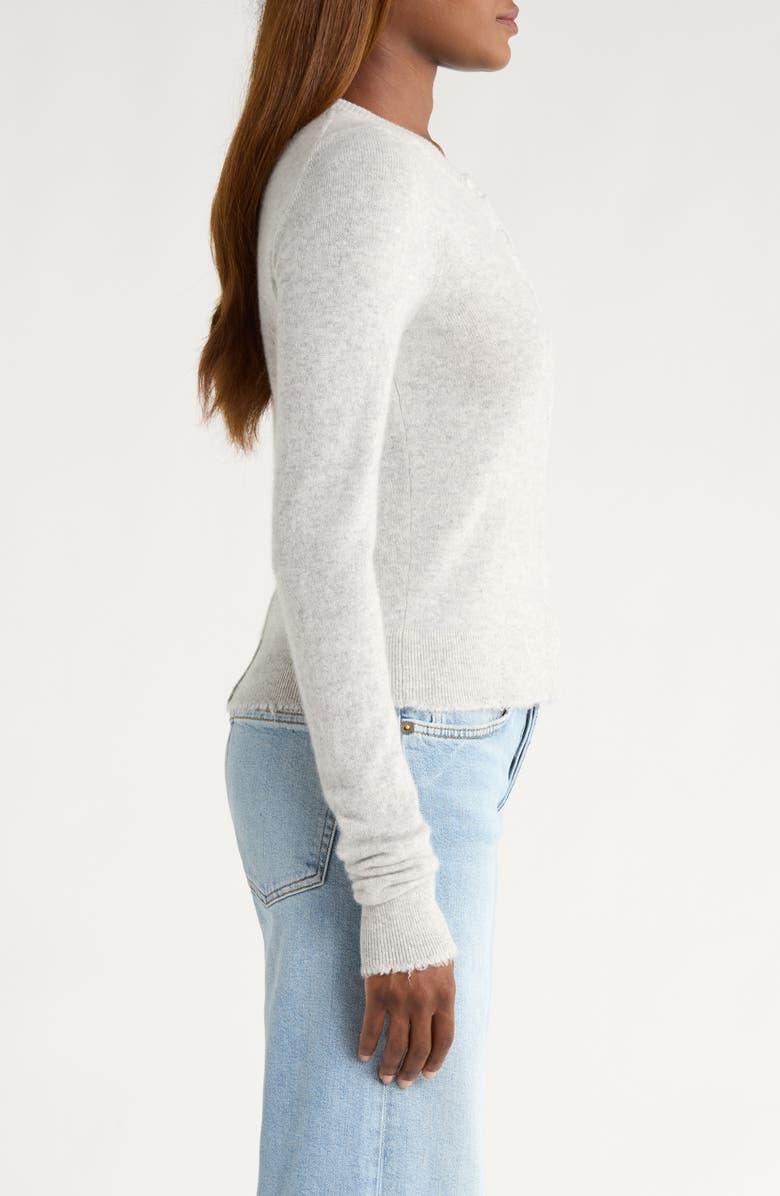 Re/Done Cashmere Crewneck Cardigan, Alternate, color, Light Heather Grey