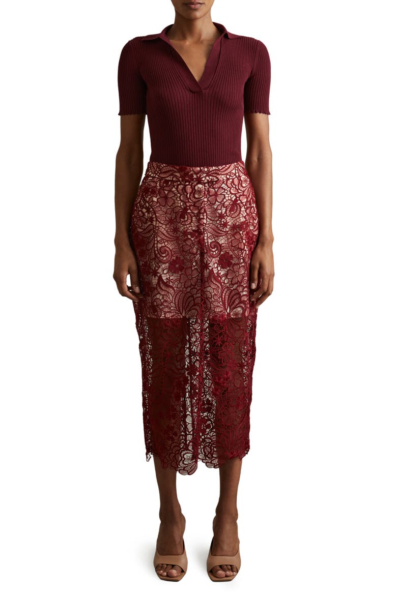 Lina Rib Cotton Blend Polo Sweater, Alternate, color, BURGUNDY