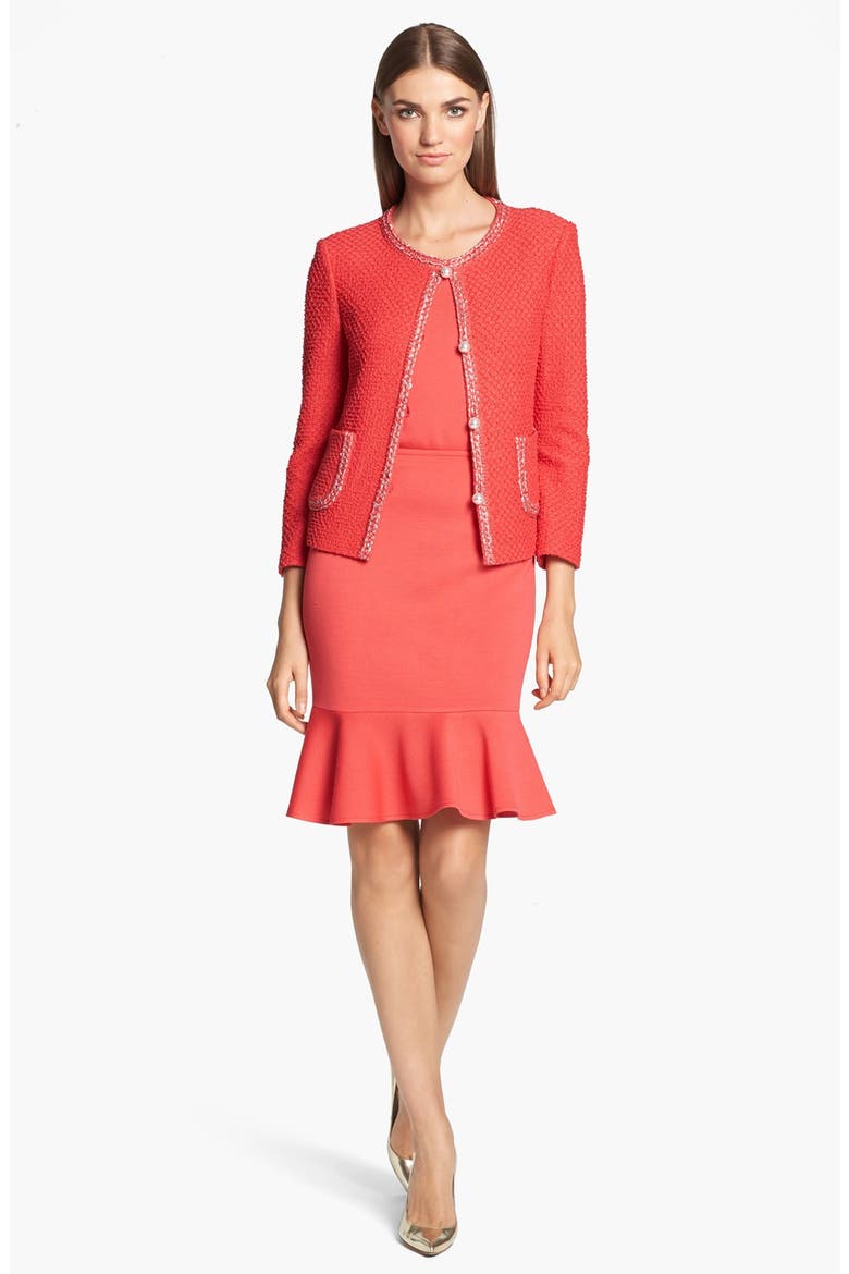Flounce Hem Milano Knit Pencil Skirt, Alternate, color, HIBISCUS