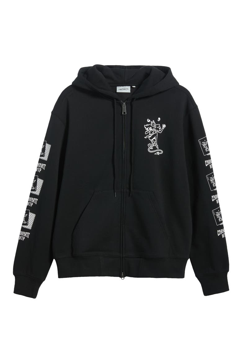 Playing Cards Zip Hoodie, Main, color, BLACK
