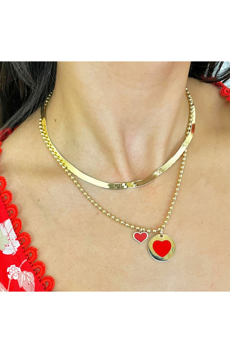 The Lovery Fine Jewelry Coral Heart Charm, Alternate, color, Coral