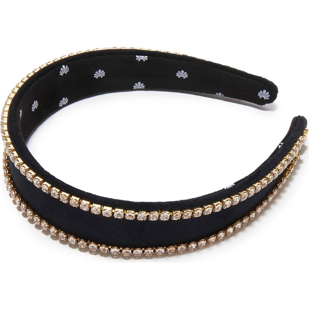Lele Sadoughi Bessette Crystal Edge Velvet Headband In Black