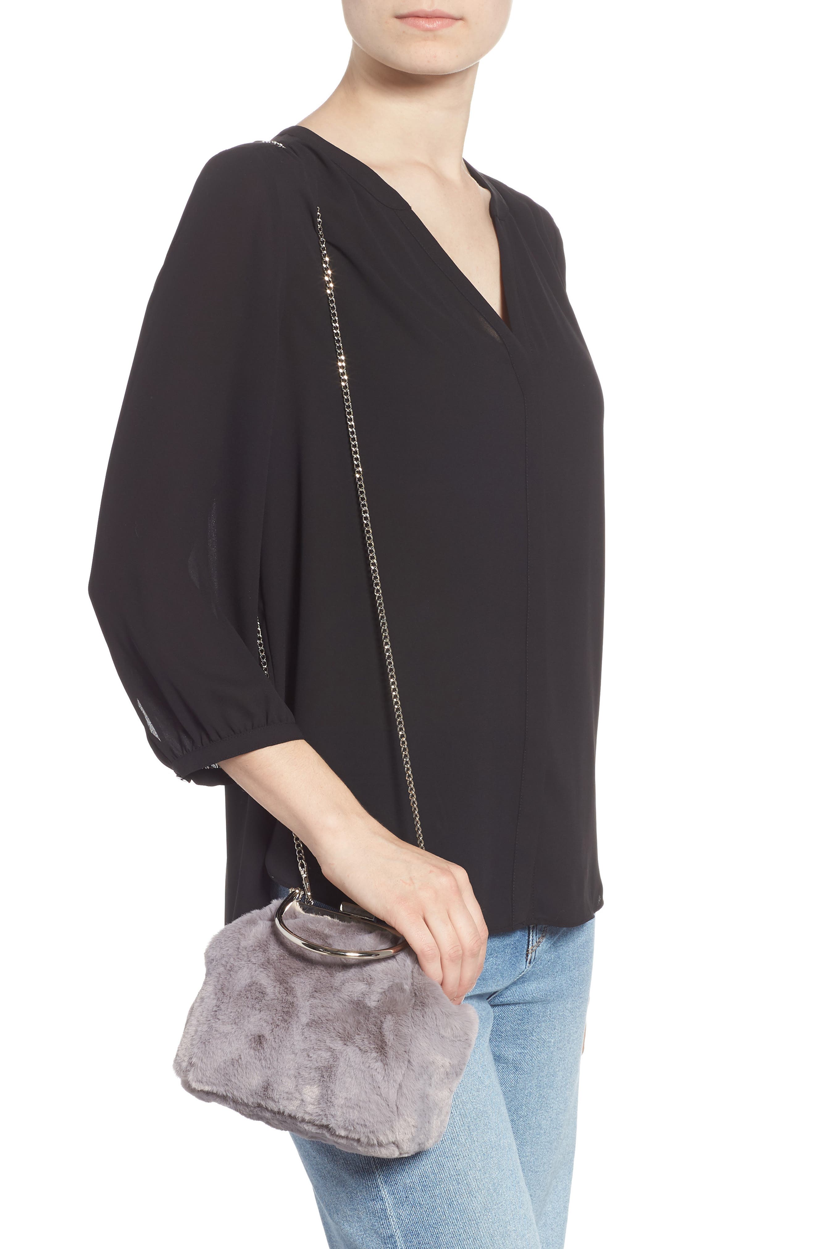 Nordstrom Faux Fur Clutch, Alternate, color, 