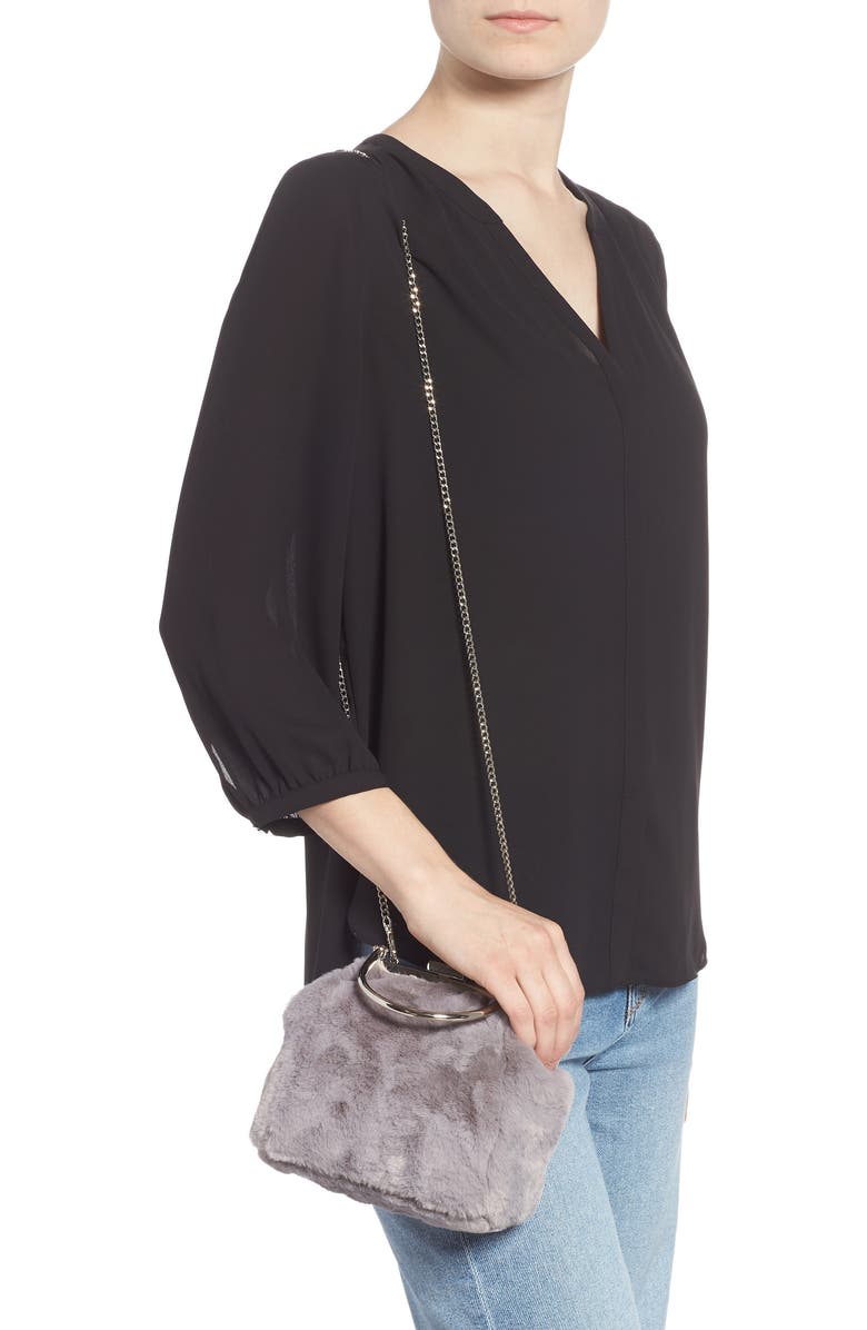 Nordstrom Faux Fur Clutch, Alternate, color,
