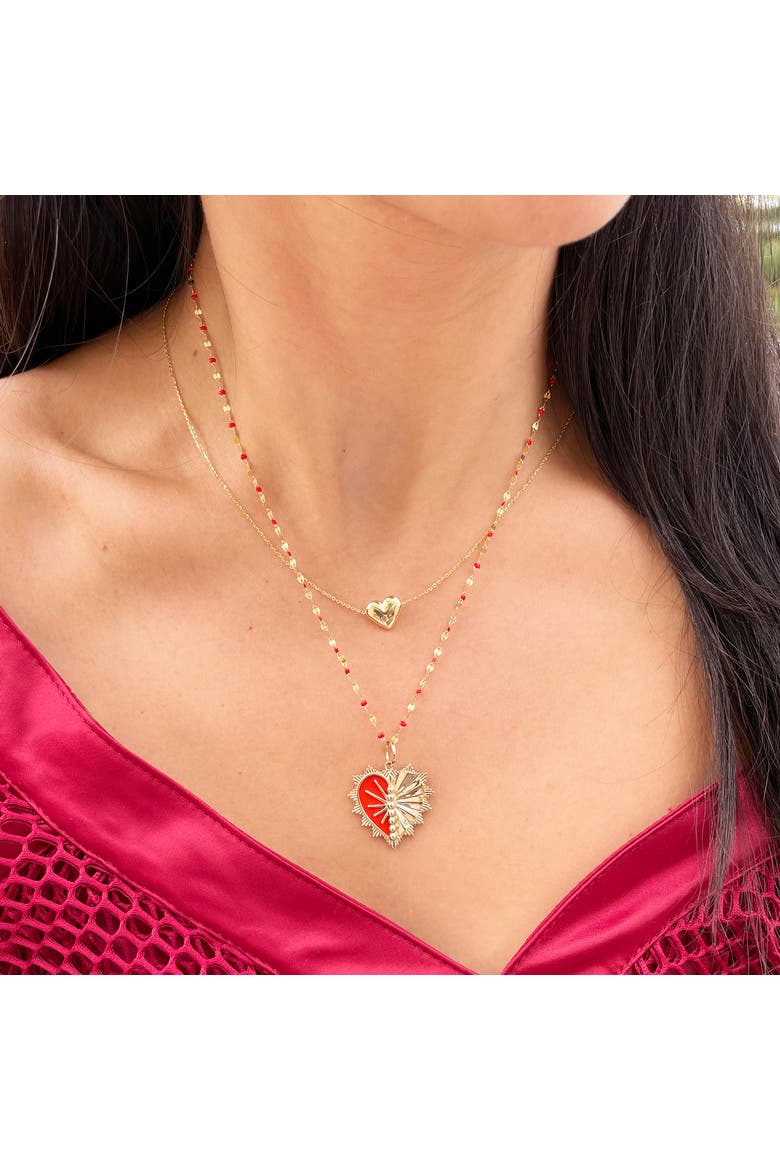 Gold Puffy Heart Necklace, Alternate, color, Yellow Gold