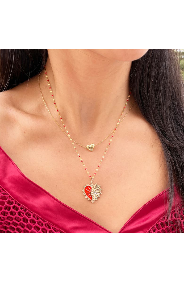 The Lovery Fine Jewelry Gold Puffy Heart Necklace, Alternate, color, Yellow Gold