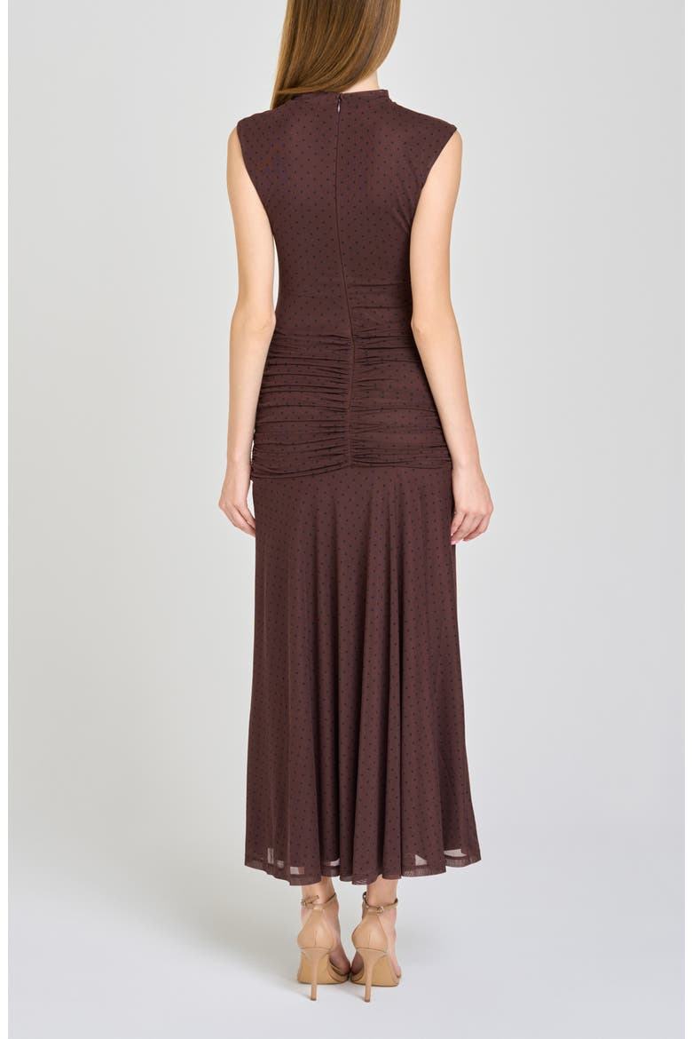 Sarielle Polka Dot Midi Dress, Alternate, color, BROWN POLKA DOT