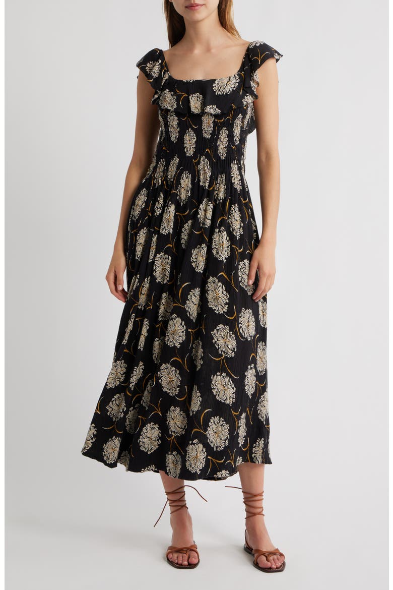 The Havana Print Maxi Dress, Main, color, BLACK DANCING FLORAL